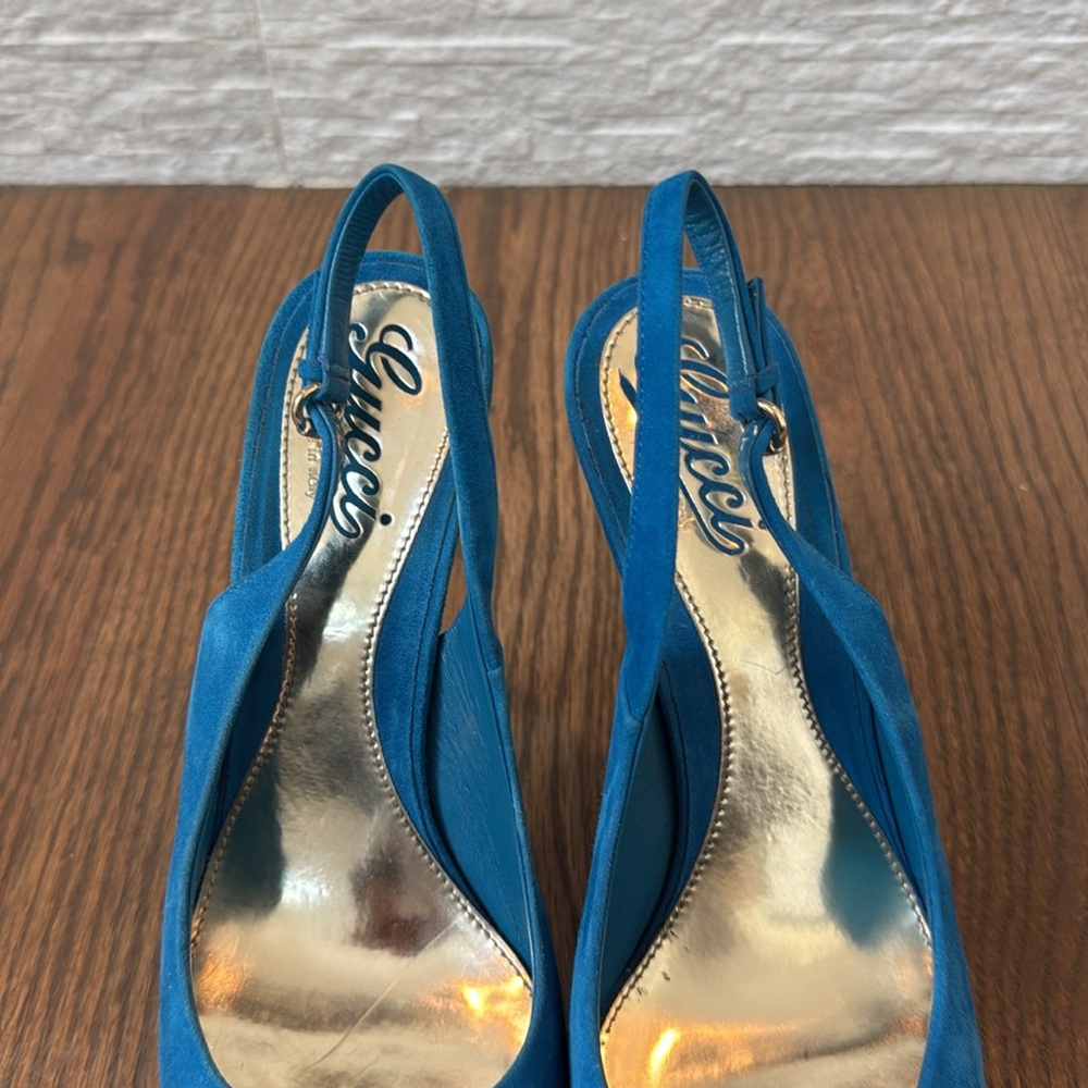 Gucci Turquoise Slingback Stilettos - Size 37.5 - Pristine Condition - Picture 7 of 8